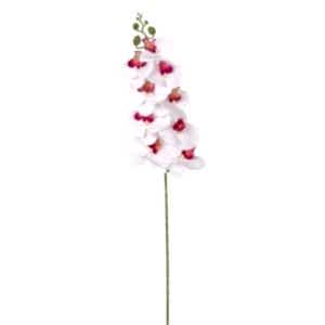 Yapay Çiçek, Orkide, Gerçek Dokunuş, Beyaz-Mor - 95 cm