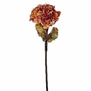 Yapay Çiçek, Ortanca, Tek Dal, Turuncu-Kahverengi - 55 cm
