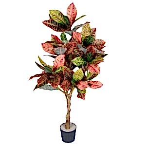 Yapay Croton Ağacı Gerçek Dokulu Kızıl-Yeşil 117 Cm.