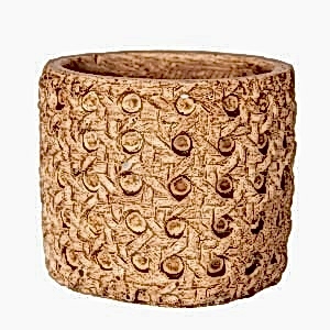 Beton Saksı, Hasır Desenli, Kahverengi - 8x7 cm