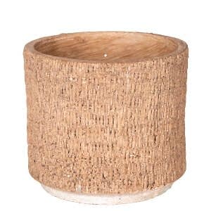 Beton Saksı, Hasır Desenli, Kahverengi - 12x10,5 cm