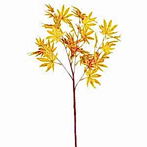 Yapay Bitki, Çatallı Akçaağaç Dalı, Sarı-Turuncu - 80 cm