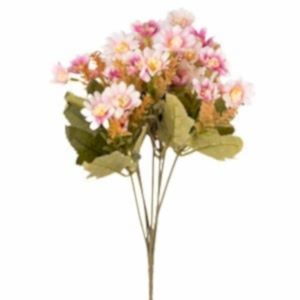 Yapay Çiçek, Papatya Demet, Pembe-Beyaz - 35 cm