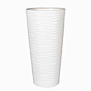 Plastik Saksı, Konik, Beyaz, Büyük - 80x36 cm