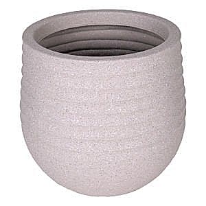 Plastik Saksı, Oval, İç ve Dış Mekan, Bej, Küçük Boy - 30x30x27,5 cm
