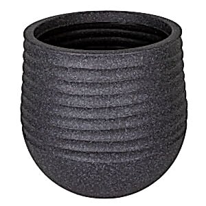 Plastik Saksı, Oval, İç ve Dış Mekan, Siyah, Orta Boy - 40x40x37 cm