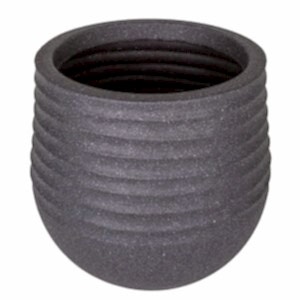 Plastik Saksı, Oval, İç ve Dış Mekan, Siyah, Küçük Boy - 30x30x27,5 cm