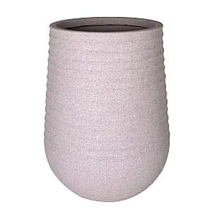 Plastik Saksı, Oval, İç ve Dış Mekan, Bej, Orta Boy - 39x39x51 cm