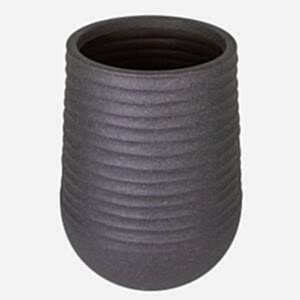 Plastik Saksı, Oval, İç ve Dış Mekan, Siyah, Orta Boy - 39x39x51 cm