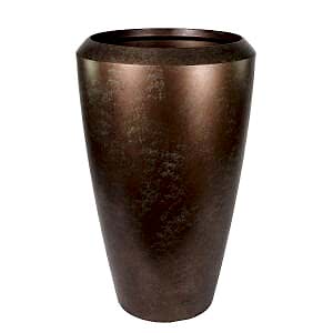 Plastik Saksı, Konik, İç ve Dış Mekan, Bakır Eskitme, Büyük Boy - 55x55x86,3 cm