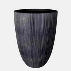 Plastik Saksı, Oval, İç ve Dış Mekan, Gri, Büyük Boy - 44x44x57,5 cm