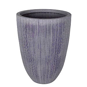 Plastik Saksı, Oval, İç ve Dış Mekan, Gri, Orta Boy - 37x37x48,5 cm