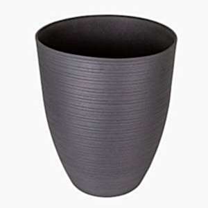 Plastik Saksı, Oval, İç ve Dış Mekan, Antrasit Gri, Büyük Boy - 43x43x52,5 cm