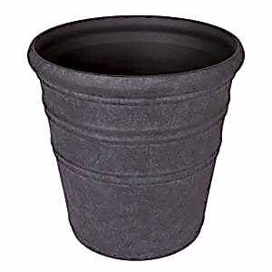 Plastik Saksı, Oval, İç ve Dış Mekan, Kömür Siyahı, Mini Boy - 35,5x35,5x34,5 cm