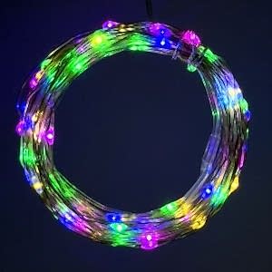Yılbaşı Led-Peri Işık, MultiColor - 100 Ledli, USB Girişli, Pilli, Şeffaf Kablo, 10 Metre