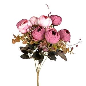Yapay Çiçek, Şakayık Demet, Pembe-Mor - 9 Dal, 42 cm