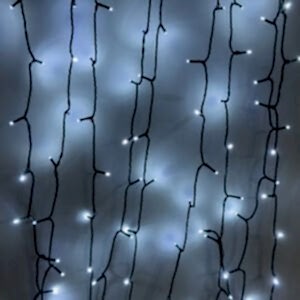 Yılbaşı Led Işık, Beyaz Işık - 100 Ledli, USB Girişli, Pilli, Yeşil Kablo, 10 Metre