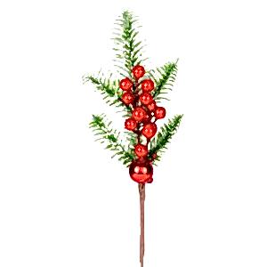 Yılbaşı Süsü, Pike Berry, Kırmızı-Yeşil - Toplu, 30 cm