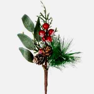 Yılbaşı Süsü, Pike Berry, Kırmızı-Yeşil - Karlı, 25 cm