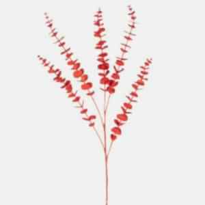 Yapay Okaliptus, Simli, Kırmızı - 85 cm