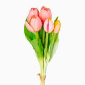 Yapay Lale Demet, Pembe - 3 Çiçek, 2 Tomurcuklu, 33 cm