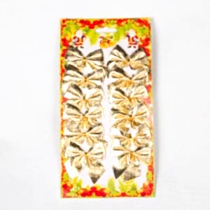 Yılbaşı Süsü, Askılı Fiyonk, Dore - 12'li Paket, 5,5x5,5 cm
