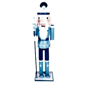Yılbaşı Süsü, Kurşun Asker Fındıkkıran, Beyaz Taçlı, Mavi - 37 cm