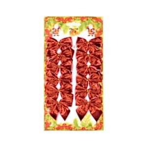 Yılbaşı Süsü, Askılı Fiyonk, Kırmızı - 12'li Paket, 5,5x5,5 cm