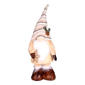 Yılbaşı Süsü, Noel Baba Figürü, Teleskop Uzayan Bacaklı, Krem-Kahverengi - 21x15x83 cm