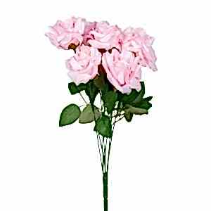 Yapay Çiçek, Gül Buketi, Açık Pembe - 7 Çiçekli, 42 cm