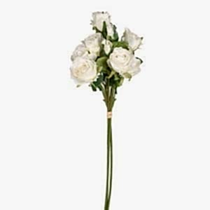 Yapay Çiçek, Gül Demeti, Beyaz - 60 cm
